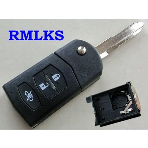 RMLKS New Uncut Blank 3 Buttons Folding Flip Remote Fob Key Shell Case Cover MAZ24R Blade Fit For M2 M3 M5 M6 MX5 RX8