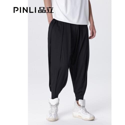 Free Shipping New Pinli 2021 Summer Mens Retractable Trouser Foot Pressure Pleated Straight Casual Cropped Pants B212217227