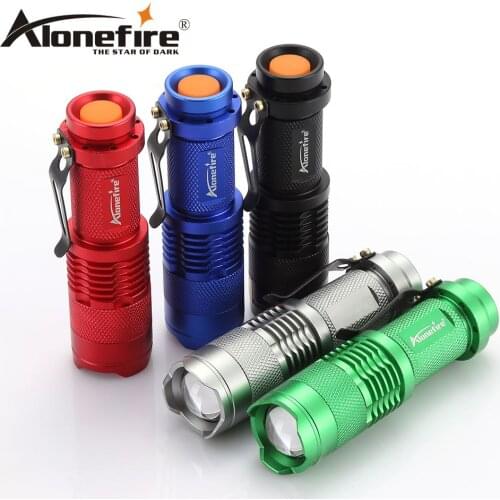 Alonefire SK68 cree xpe q5 LED Tactical Flashlight Zoom mini portable torch Camping lantern Fishing Zaklamp AA/14500 battery