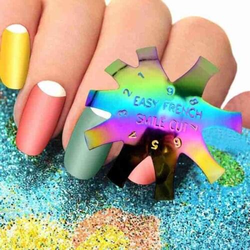 French Manicure Template French Edge Trimmer 9 Sizes Easy Smile V Line Manicure Cutter Acrylic Nail Pink White French Nails Tips