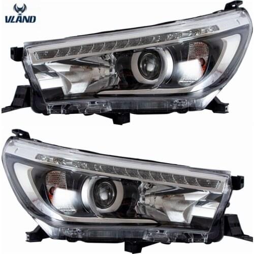 VLAND Factory accessory for car LED lights for Vigo/Hilux/Revo Headlight for 2015-UP with LED drl &Moving turn signal