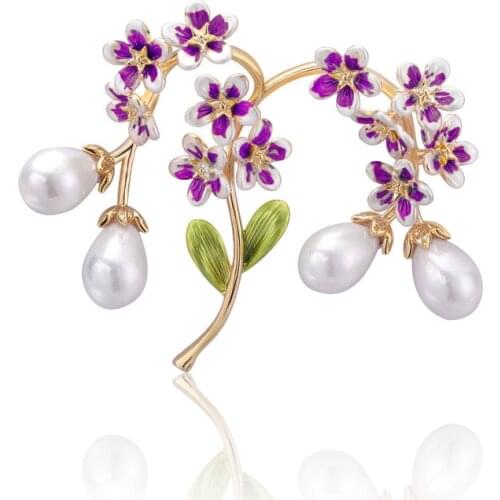 Fashion Korea Girl Cute Corsage Simple Retro Palace Branches Alloy Imitation Pearl Suit Brooch for Women Jewelry Accessories