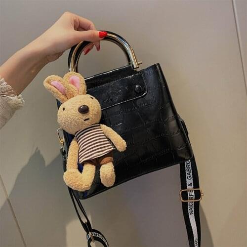 High quality PU womens shoulder bag cute rabbit pendant gift bag shopping Messenger bag large capacity handbag 2019 discount
