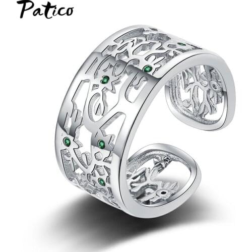 925 Sterling Silver Fashion Crystal Statement Resizable Rings For Women Girls Valentines Day Gift Luxury Jewelry Wholesale