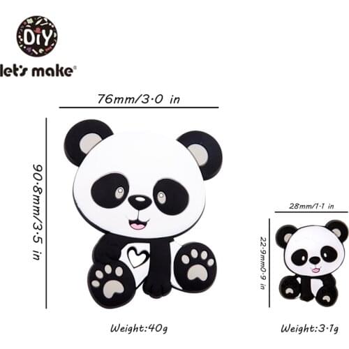 LetS Make 20Pc/10Lot Silicone Teether Panda Toys Toddler Teething BPA Free Silicone Beads For Pacifier Chain Baby Teethers