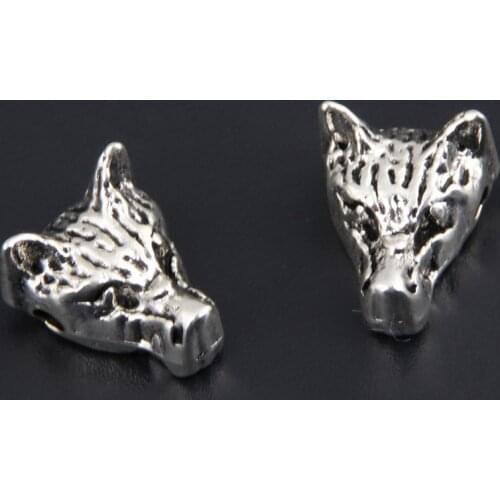 20pcs Silver Color 12x10mm Wolfhound Head Charms Wolf Dog Animal Pendant Fit DIY Handmade Jewelry Making Findings Supplies