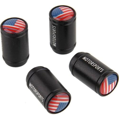 4pcs Tire Accessories American Flag Motorsports Car Wheel Valve Caps for Ford Mondeo MK4 Focus 2 C-max S-max Ranger Kuga Transit