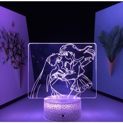 Anime Figure Inuyasha Kagome 3D LED Lamp for Bedroom Decorative Nightlight Birthday Gift Room Lamp Acrylic LED Night Light