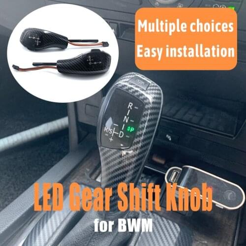 Black Modified Silver Automatic Replacement Carbon Fiber Pattern LHD for BMW 3 Series 2006-2011 E90 E92 E93 Led Gear Shift Knob