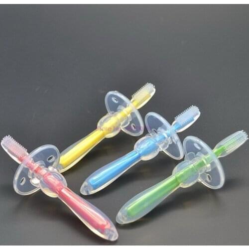DHL 100pcs Baby Infants Kids Soft Safe Bendable Teether Training Teething Toothbrush Brush Dental Care