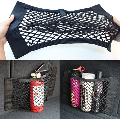 Car Back Rear Trunk Seat Elastic String Net Magic Sticker Auto Accessories Travel Pocket Bag Network Seat Back Stowing Tidying