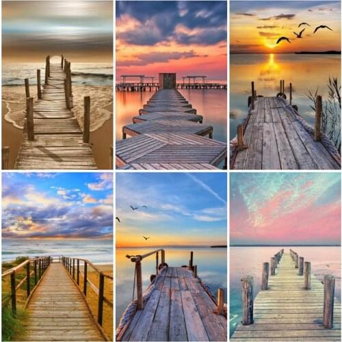 EverShine Diamond Embroidery Bridge Mosaic Kits Diamond Painting Landscape Cross Stitch Sea Handmade Gift Needlework Wall Art