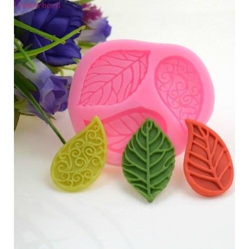 Leaf Liquid Silicone Mold Diy Fondant Cake Mold 3-hole Chocolate Candy Mold Cake Decorating Tools Cookie Stencil Soap Mold