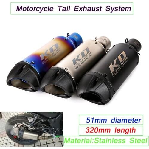 Exhaust Muffler Stainless Steel Pipe 320mm Length For 38-51mm Tail Vent Silencer Silp on Universal Motorcycle Dirt Bike