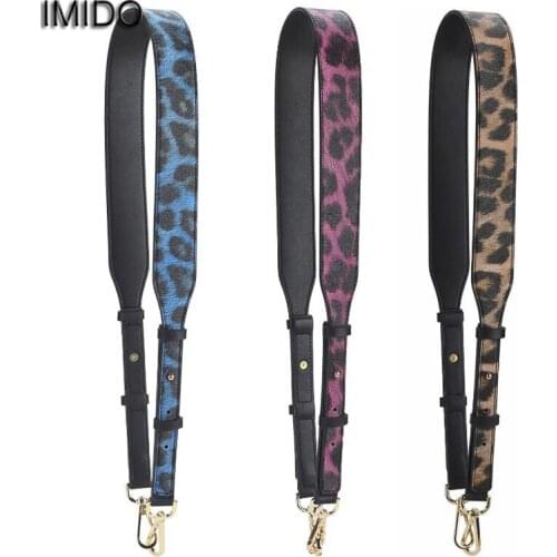 IMIDO 104-116cm Long Strap for Handbags Bag Women pu Leather replacement strap shoulder belt accessories Leopard Star Red STP117