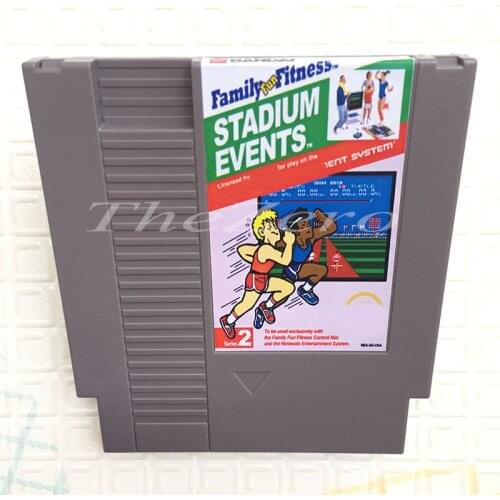 Famliy Fun Fitness Stadium Events Video Game Card for 8 Bit 72 Pin System Console EU/US Universal Version Game Player