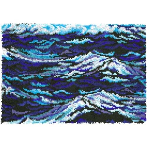 Latch Hook Kits Waves Chunky Yarn Embroidery Crocheting Tapestry Kits Needlework Arts & Crafts DIY Carpet Rug