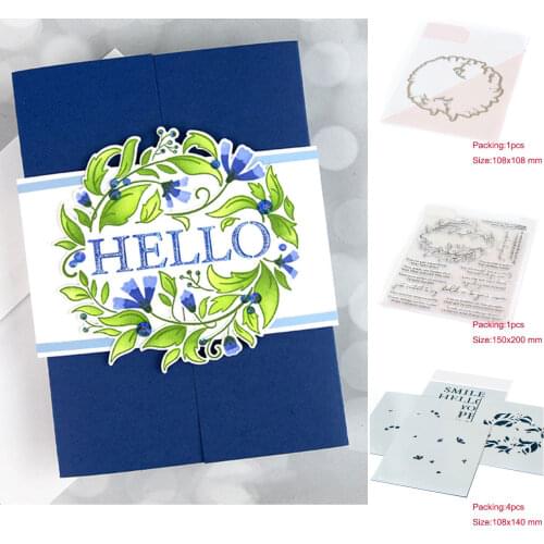 Leaves Edge Wreath Patch Cut Metal Die and Stencil Stamps for Scrapbooking Stencil Album Paper Diy Gift Card Decoration Embossed