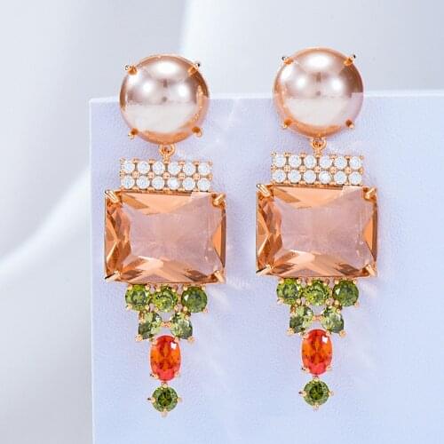 Missvikki Retro colorful magic Brazil Dangle Earrings For Women Girl Daily Party Fashion Earrings ZIRCON Jewelry High Quality