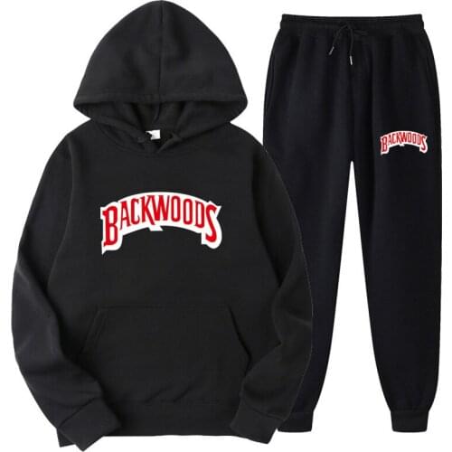 Fashion brand Backwoods Mens Set Fleece Hoodie Pant Thick Warm Tracksuit Sportswear Hooded Track Suits Male Sweatsuit Tracksuit