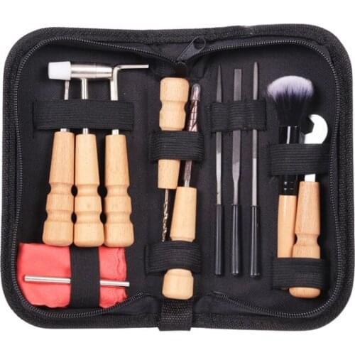 Guitar Repair Kit Wrench Accessories Cleaning Brush String Nut Drill Wiping Cloth With Bag Tool Sets For Guitar Parts
