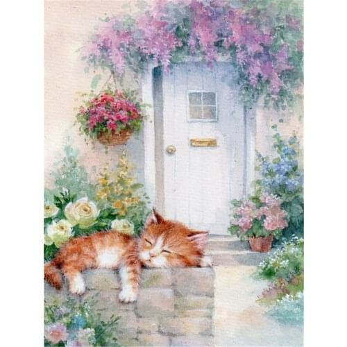 Animal Cat DIY 11CT Cross Stitch Embroidery Kits Craft Needlework Set Printed Canvas Cotton Thread Home Dropshipping