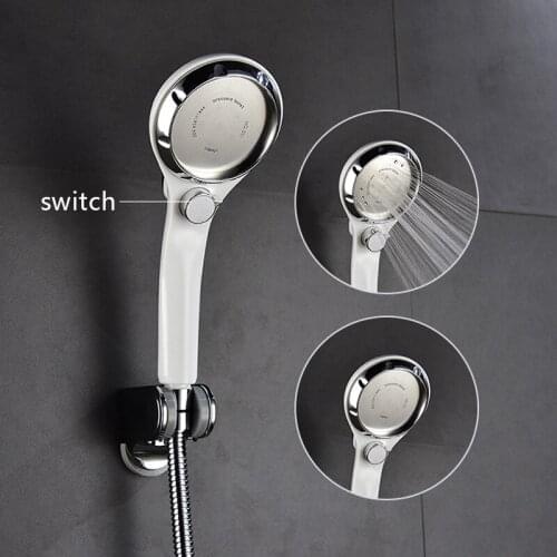 Shower Head Set ABS Shower Spray Nozzle Bath Shower head Water Saving Pressure Booster Stepless Adjustable Button On/Off Switch