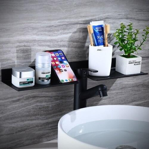 Bathroom Shelves Wall Mounted Black Bathroom Shower Rack Aluminum Shower Caddy Rack Shower Storage Rack Bathroom Accessories