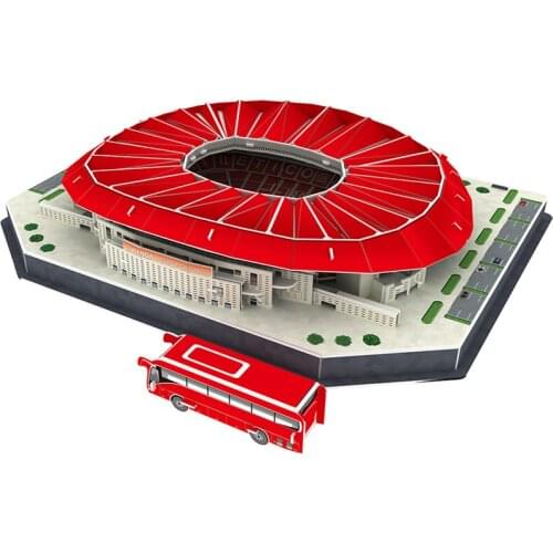 [New] 116pcs/set Spain Madrid Athletics Wanda-Metropolitano RU Football Game Stadiums building model toy kids gift original box