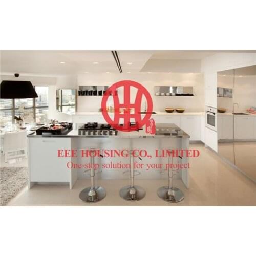 Customized modern lacquer kitchen cabinet with excellent design and quality MOQ is 1 set & sipping by sea