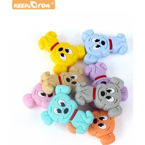 Keep&Grow 50pcs Baby Puppy Animal Silicone Beads Dog Teething Oral Care Product Newborn Gift Baby Pacifier Chain Teething Tools
