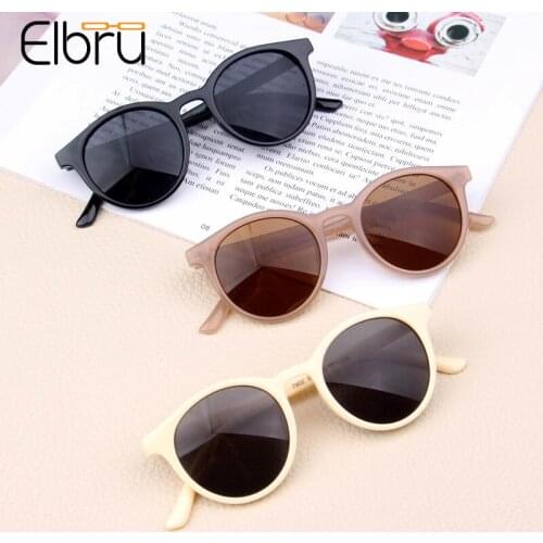 Elbru Baby Fashion Sunglasses Children Round Ultralight Frame Resin Lens Sun Glasses Kids Outdoor UV400 Sunshades For Girls&Boys