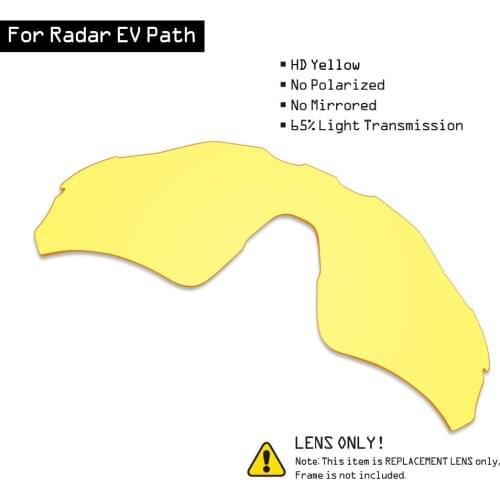 SmartVLT Sunglasses Replacement Lenses for Oakley Radar EV Path - HD Yellow