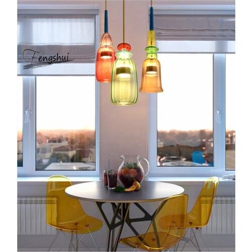 Modern Macaron LED Glass Pendant Lights Bedroom Living Room LOFT Modern Pendant Lamp Restaurant Home Decor Kitchen Hanging Lamp