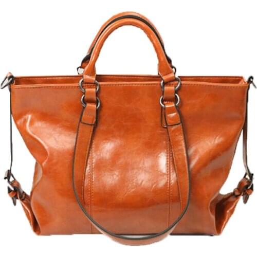 Women Shoulder Bags Fashion Women Handbags Oil Wax Leather Large Capacity Lady Casual Totes Bag Pu Leather Female Messenger bag