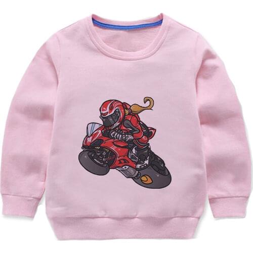 2021 Spring And Autumn Pink Boys And Girls Hooded Sweater Baby Western Style Hooded Cartoon Shirt Bottoming Childrens Clothing