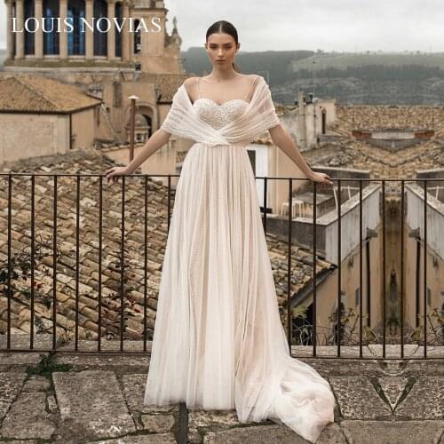 Louis Novias Vintage Wedding Chiffon Sweetheart Sexy Sling Perspective Double Shoulder Slim Back Decal Tailing Vestido De Noiva