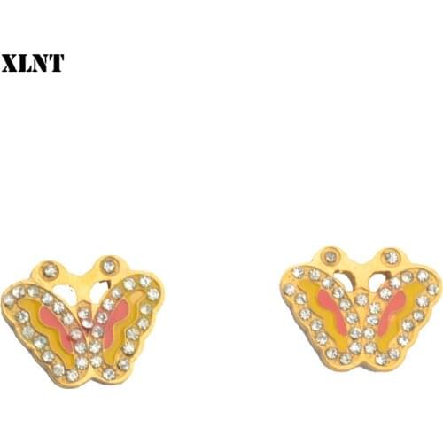 XLNT Prevent Allergy Stainless Steel Zircon Butterfly Earrings For Women Girl Gift pendientes oorbellen