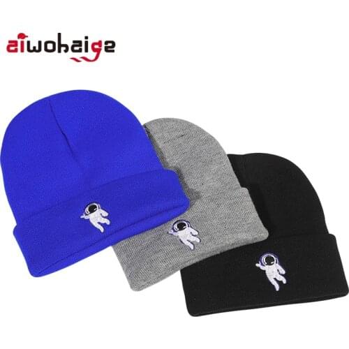 Fashion Winter Hats for Woman Warm Men Astronaut Embroidery Knitted Beanies Hat Multicolor Skullies Caps Soft Elastic Cap Bonnet