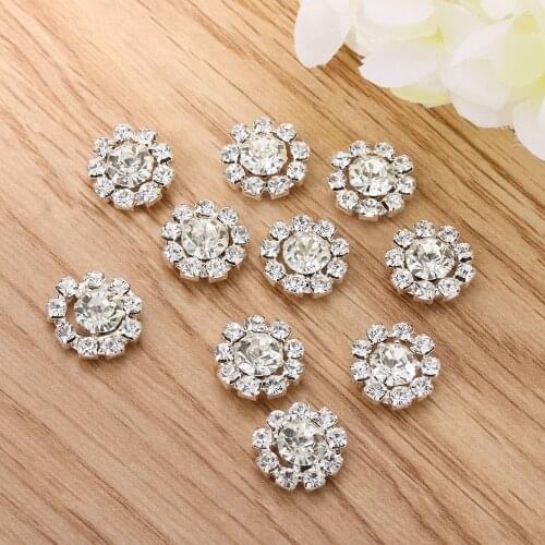 10pcs Rhinestone Snowflake Flower Buttons Flatback Plating Hairpin Accessories DIY Flatback Buckle Apparel Sewing