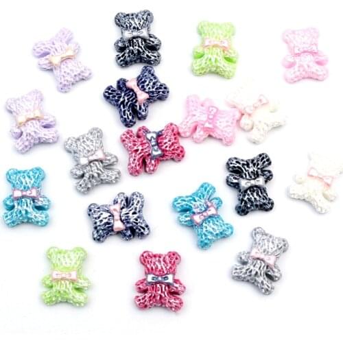 100Pcs Mixed Bear Paint Resin Crafts Christmas Decoration Flatback Cabochon Embellishment For Scrapbook DIY Accessories 13x10mm