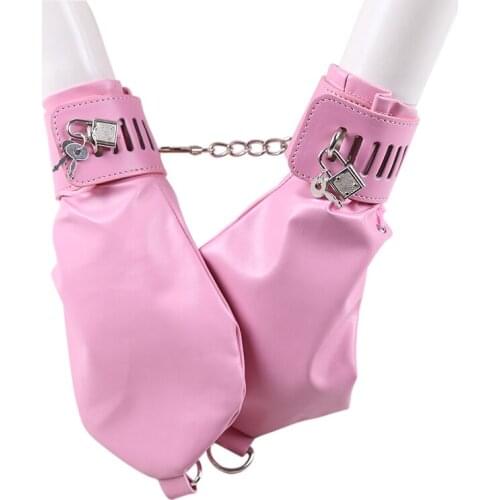 2pc/lot leather handcuffs for sex pink/black/red boxing with Chain BDSM bondage sex handcuffs fetish toys for couples