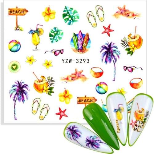 2021 New Arrival Summer Beach Water Decal Xmas Sticker For Nail Pattern Painting Wrap Paper Foil Tip Tattoo Manicure
