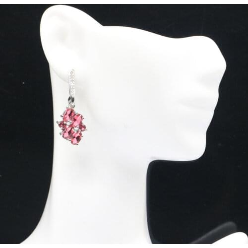 78x30mm Multi Color Long Big16g Created Rhodolite Garnet Golden Citrine Green Peridot Pink Kunzite Blue Topaz Silver Earrings