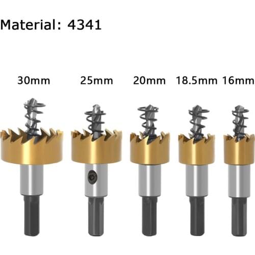 5 PCS HSS 4341 Titanium Hole Opener Saw Tooth Cutter Core Drill Bit 16/18.5/20/25/30mm For Metal And Steel Plate Cutting
