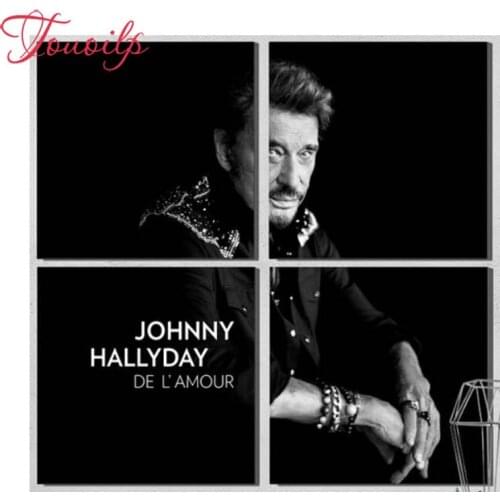 TOUOILP diy Johnny Hallyday 5D Diamond Painting Cross Stitch 4 Piece Stone 5D DIY Diamond Embroidery Mosaic Home Decor