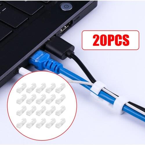 20PCS Car Cable Organizer Clips Self-Adhesive Cable Management Desktop & Workstation Wire Cord Holder Charge Data Line Winder