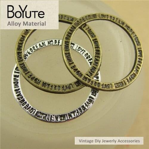 BoYuTe (100 Pieces/Lot) 20MM Antique Bronze Silver Plated Circle Word Plate Carve Charms Pendants Diy Jewelry Accessories