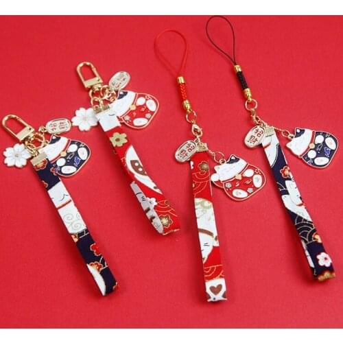 Wristbands wind alloy chain lucky Cat Fortune Kiten Ribbon Keyrings Llavero