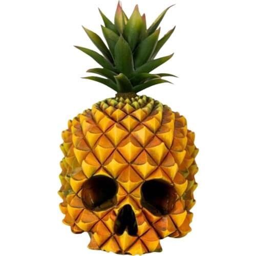 Home Ornament Halloween Skull Pineapple Shaped Resin Figurine Artware Desktop Decor for Sitting Room